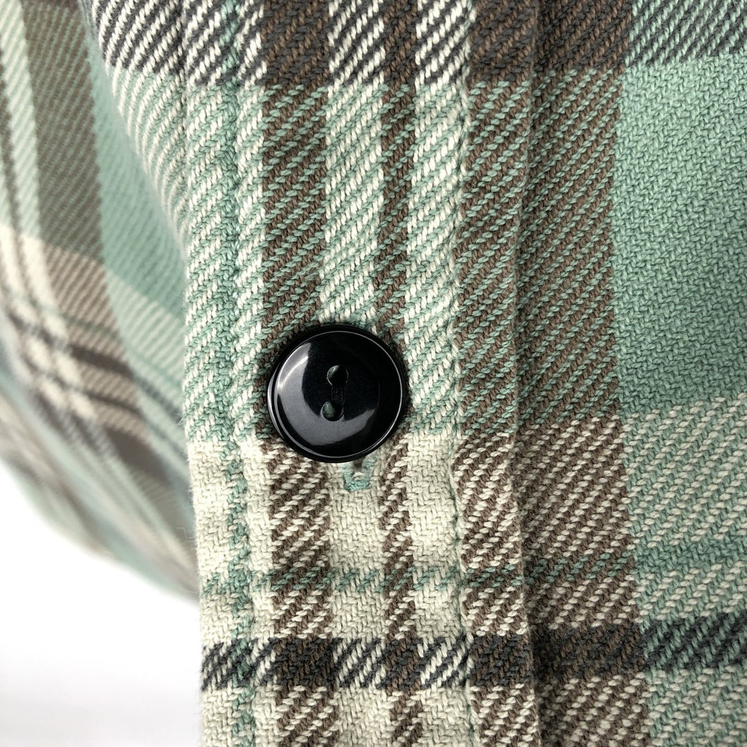 Ralph Lauren POLO by Ralph Lauren MATLOCK Long-Sleeve Light Flannel Check Shirt, Men's Size L (approx.) cotton Emerald green Vintage Second Hand