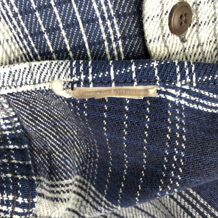 Long-sleeved flannel check shirt, men's size XL unclear navy blue type Vintage Second Hand