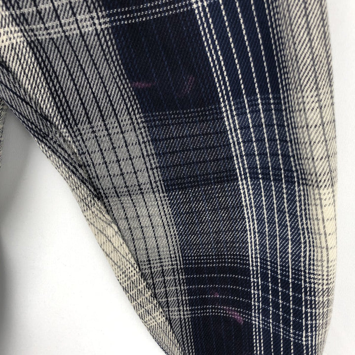 Long-sleeved flannel check shirt, men's size XL unclear navy blue type Vintage Second Hand