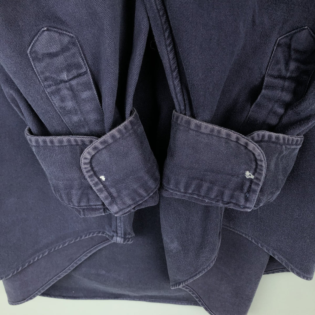 Ralph Lauren long-sleeved button-down flannel shirt, men's size XL (approx.) cotton navy blue type Vintage Second Hand