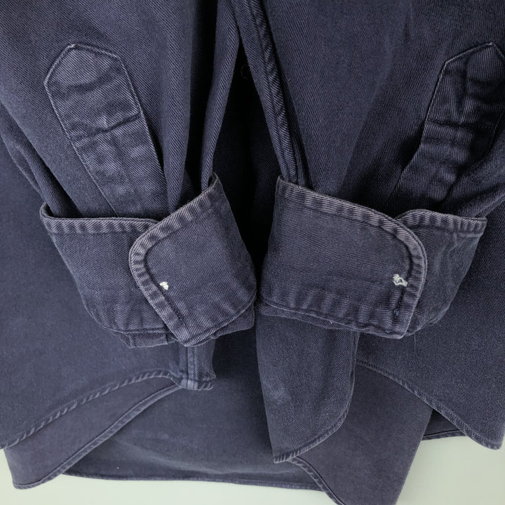 Ralph Lauren long-sleeved button-down flannel shirt, men's size XL (approx.) cotton navy blue type Vintage Second Hand