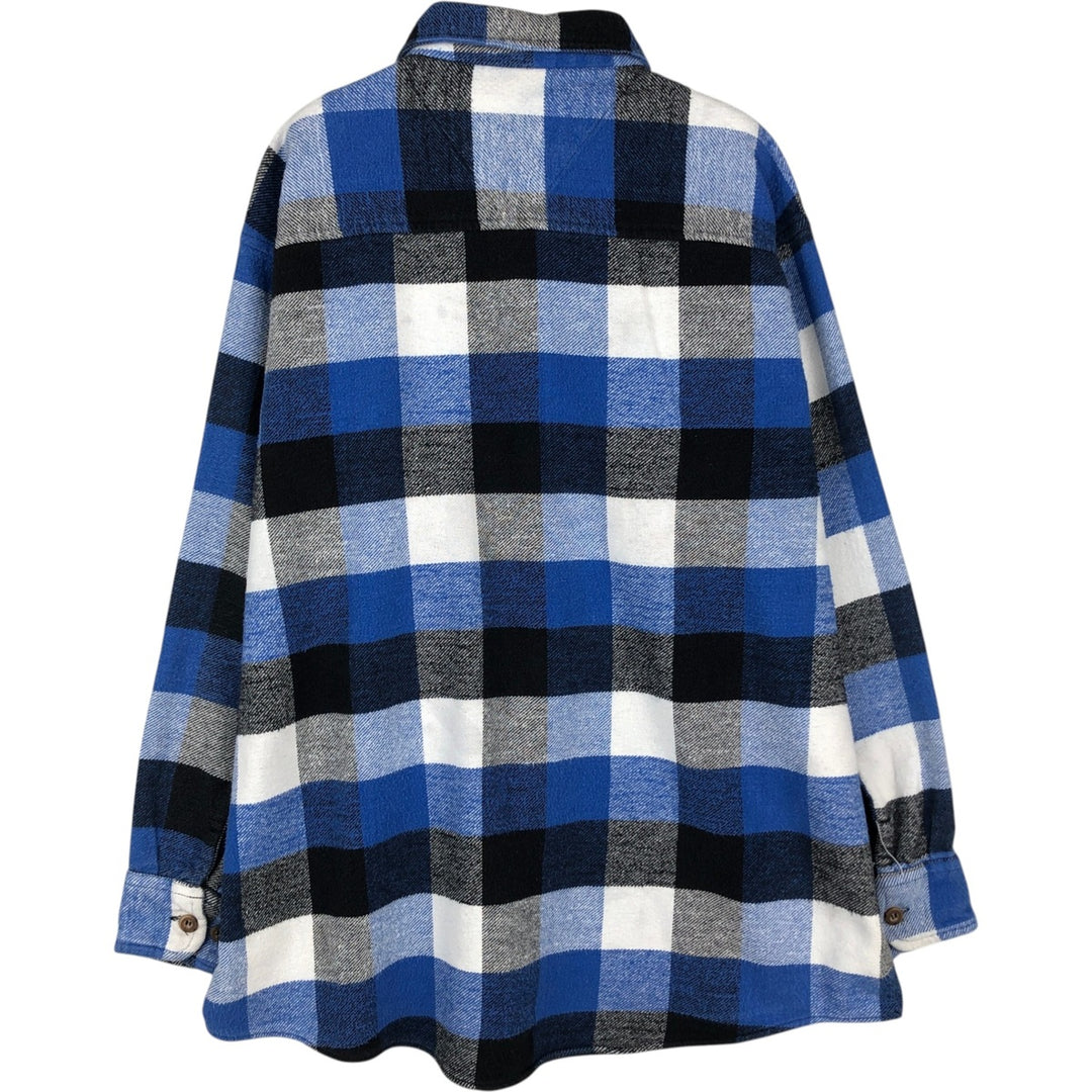 BTC Long-Sleeve Heavy Flannel Check Shirt, Men's Size XL cotton blue type Vintage Second Hand