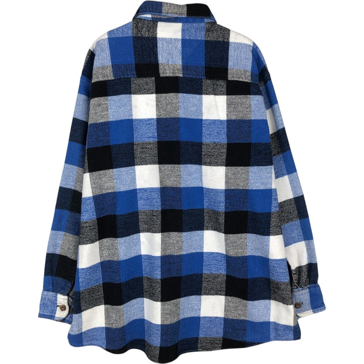 BTC Long-Sleeve Heavy Flannel Check Shirt, Men's Size XL cotton blue type Vintage Second Hand