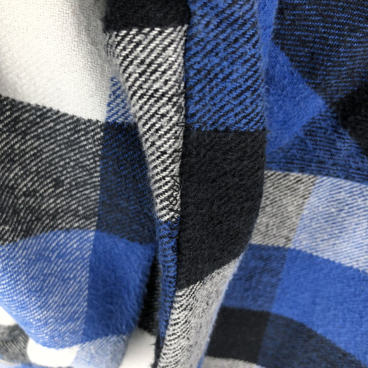 BTC Long-Sleeve Heavy Flannel Check Shirt, Men's Size XL cotton blue type Vintage Second Hand