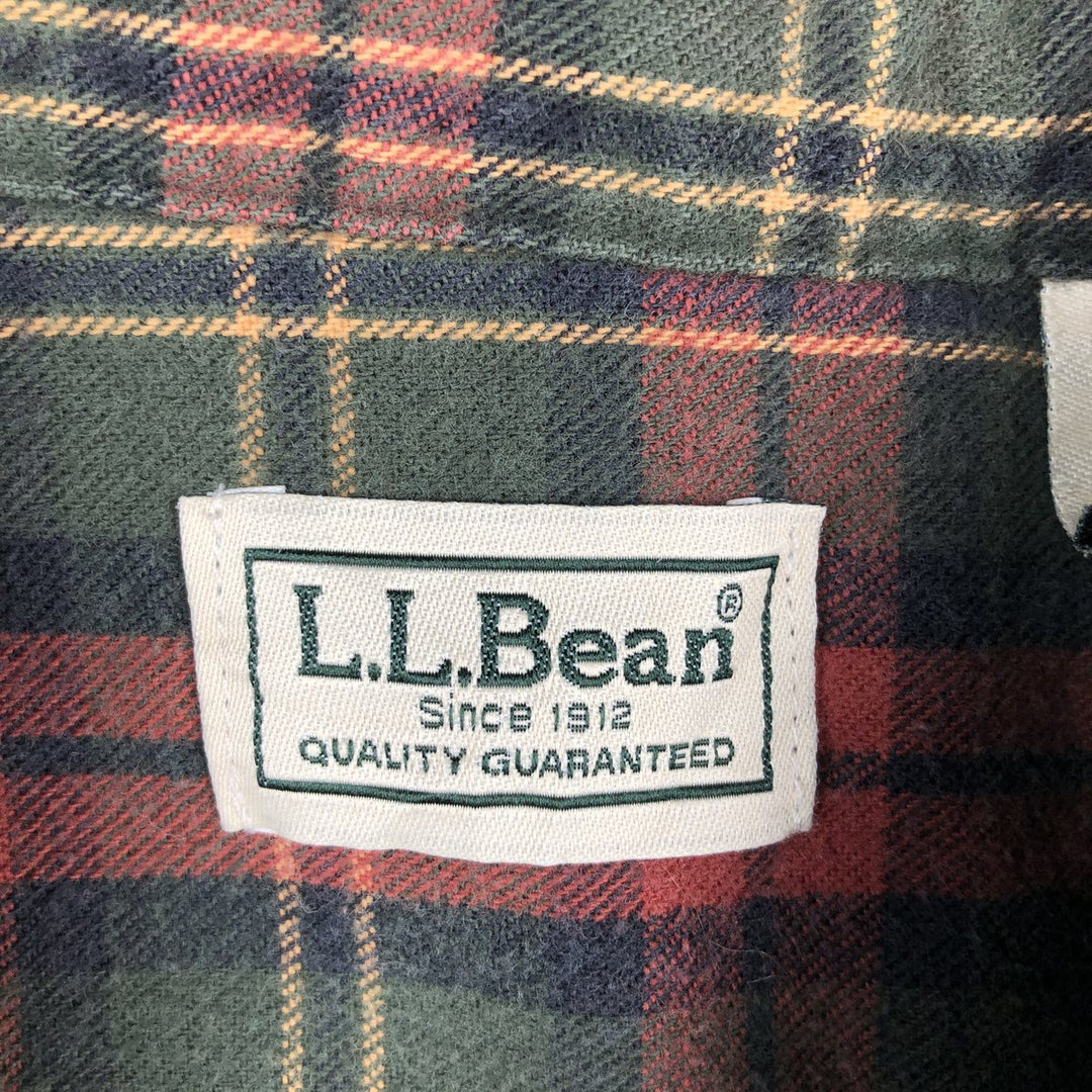 90s-00'S LLBean long-sleeved flannel check shirt, made in Canada, men's size XL equivalent. cotton red type Vintage Second Hand