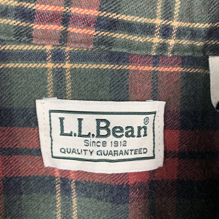 90s-00'S LLBean long-sleeved flannel check shirt, made in Canada, men's size XL equivalent. cotton red type Vintage Second Hand