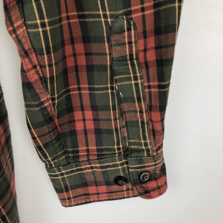 90s-00'S LLBean long-sleeved flannel check shirt, made in Canada, men's size XL equivalent. cotton red type Vintage Second Hand