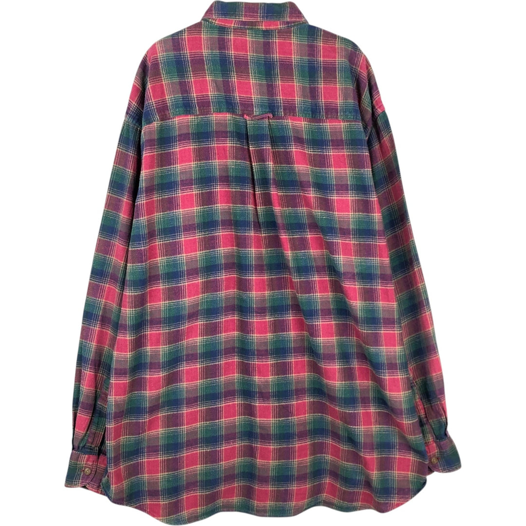 Ralph Lauren CHAPS Long-Sleeve Button-Down Flannel Check Shirt, Men's Size XL (approx.) cotton Red type red-purple Vintage Second Hand