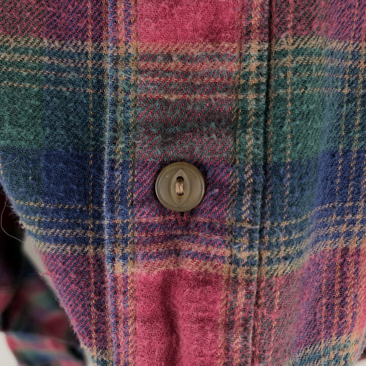 Ralph Lauren CHAPS Long-Sleeve Button-Down Flannel Check Shirt, Men's Size XL (approx.) cotton Red type red-purple Vintage Second Hand