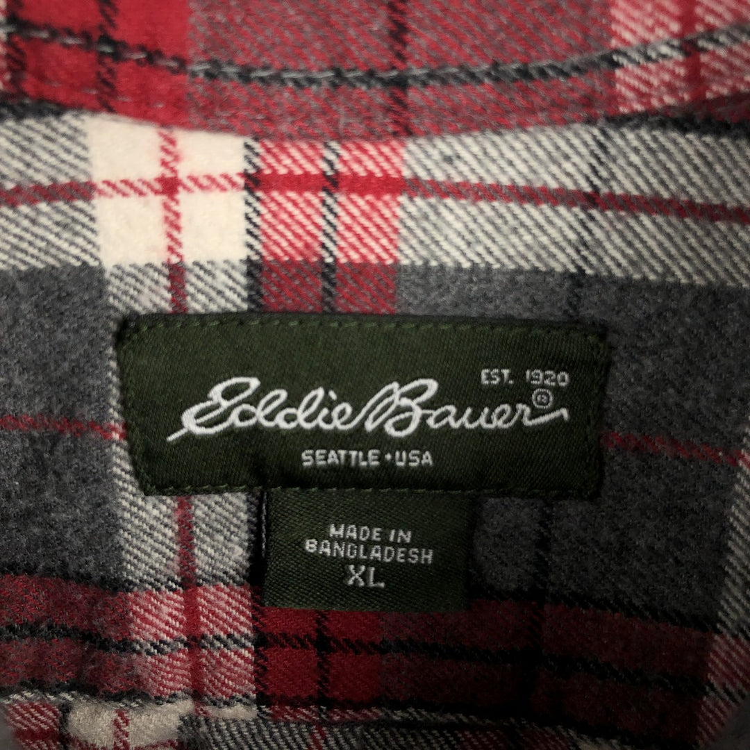 2000'S Eddie Bauer Long-Sleeve Flannel Check Shirt, Men's Size XL (approx.) cotton red type Vintage Second Hand