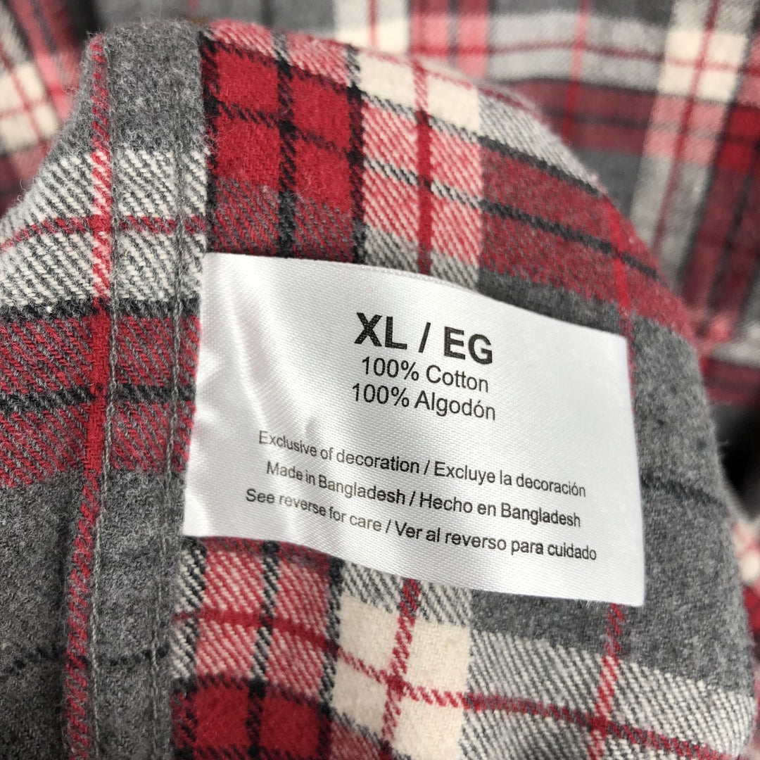 2000'S Eddie Bauer Long-Sleeve Flannel Check Shirt, Men's Size XL (approx.) cotton red type Vintage Second Hand