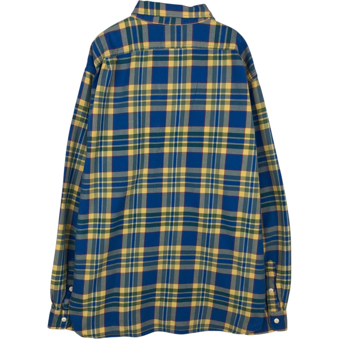 J.Crew Long-Sleeve Flannel Check Shirt, Men's Size XL (approx.) cotton blue type Vintage Second Hand