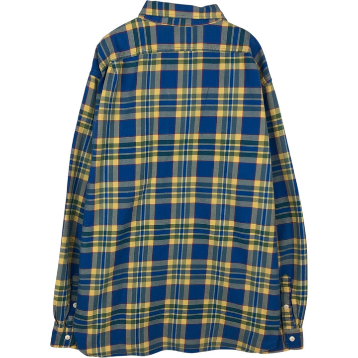 J.Crew Long-Sleeve Flannel Check Shirt, Men's Size XL (approx.) cotton blue type Vintage Second Hand