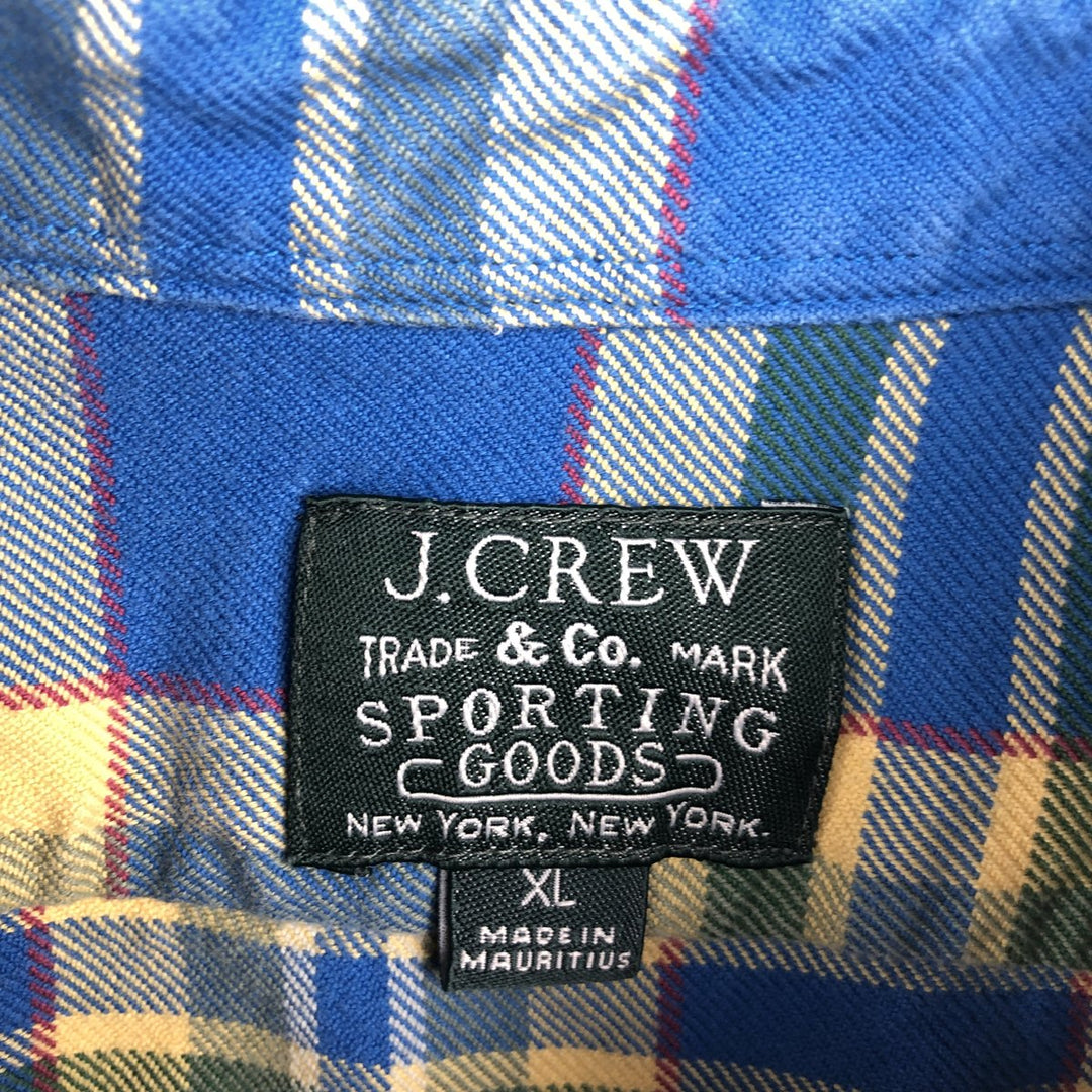 J.Crew Long-Sleeve Flannel Check Shirt, Men's Size XL (approx.) cotton blue type Vintage Second Hand