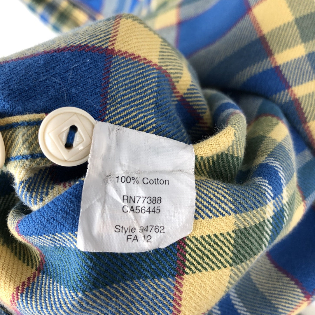 J.Crew Long-Sleeve Flannel Check Shirt, Men's Size XL (approx.) cotton blue type Vintage Second Hand