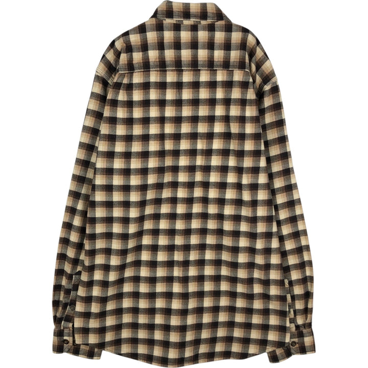Carhartt Relaxed Fit Ombre Check Long Sleeve Button-Down Flannel Check Shirt, Men's Size M (approx.) cotton Beige type Vintage Second Hand