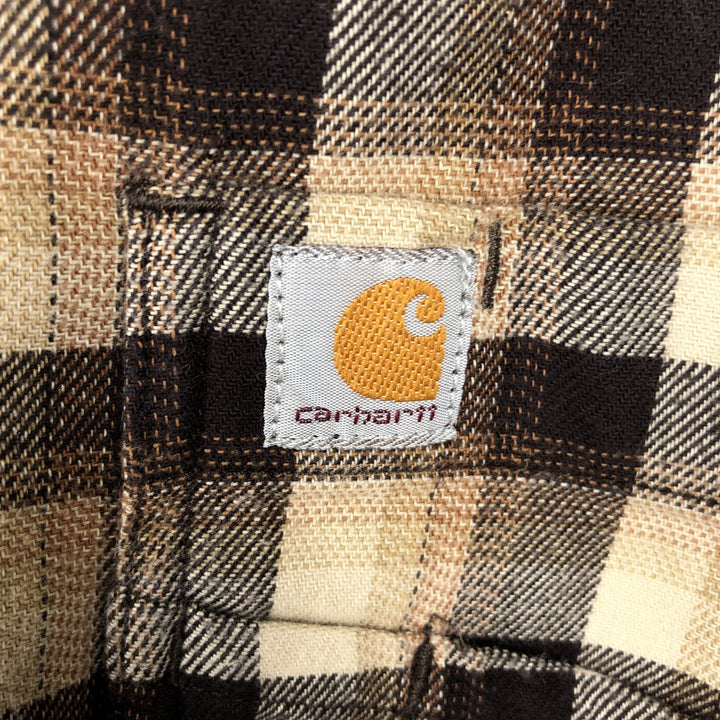 Carhartt Relaxed Fit Ombre Check Long Sleeve Button-Down Flannel Check Shirt, Men's Size M (approx.) cotton Beige type Vintage Second Hand