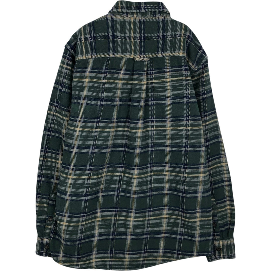 Woolrich Long-Sleeve Heavy Flannel Check Shirt, Men's Size S (approx.) cotton Green type dark green Vintage Second Hand