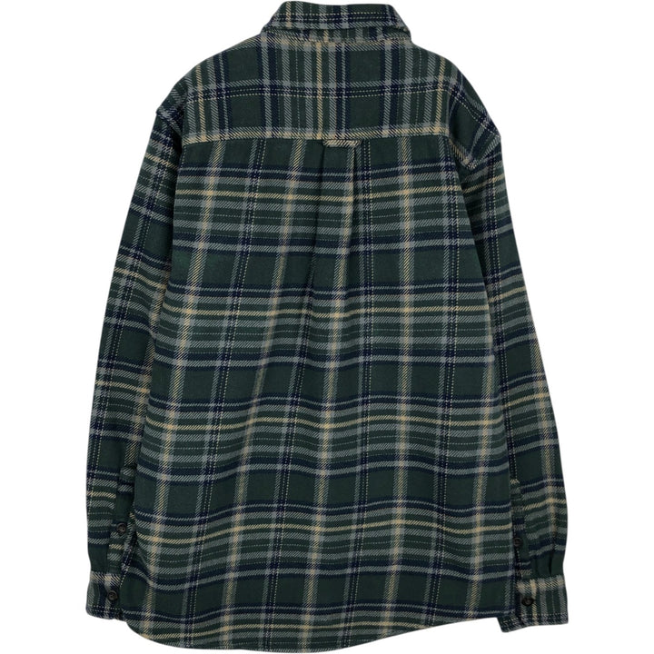 Woolrich Long-Sleeve Heavy Flannel Check Shirt, Men's Size S (approx.) cotton Green type dark green Vintage Second Hand