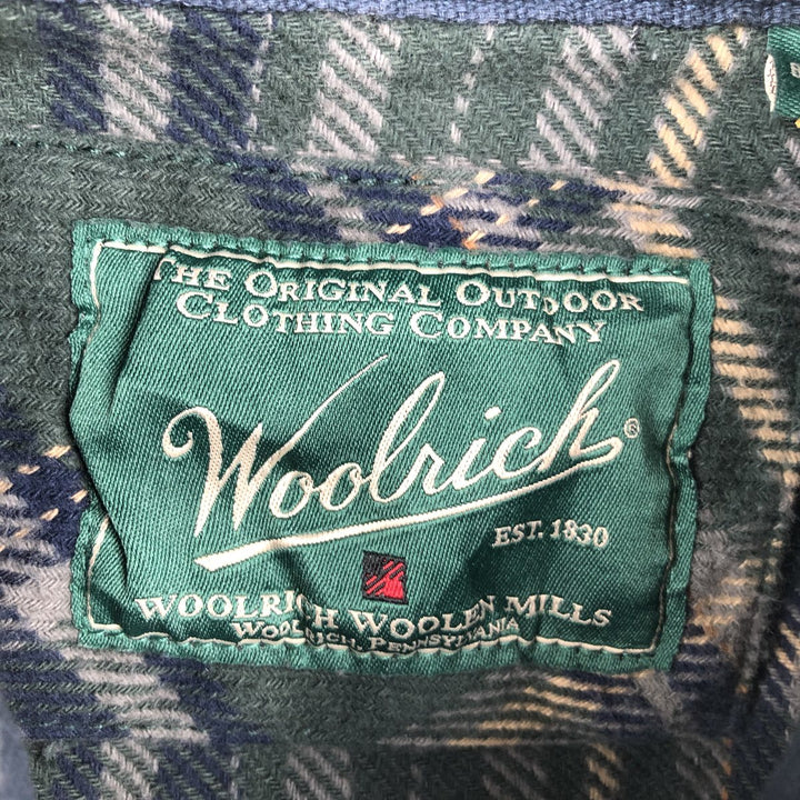 Woolrich Long-Sleeve Heavy Flannel Check Shirt, Men's Size S (approx.) cotton Green type dark green Vintage Second Hand
