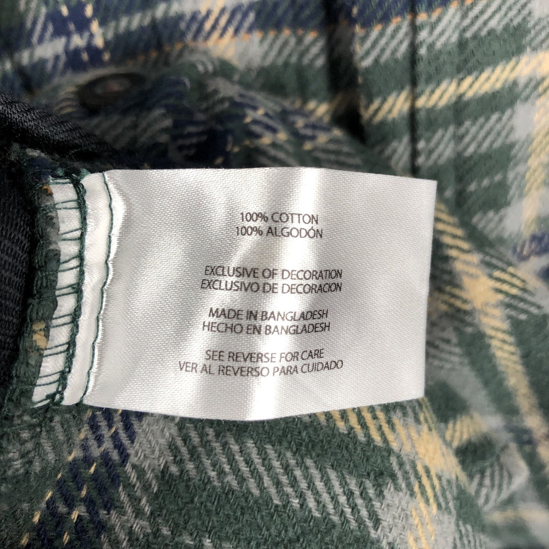 Woolrich Long-Sleeve Heavy Flannel Check Shirt, Men's Size S (approx.) cotton Green type dark green Vintage Second Hand