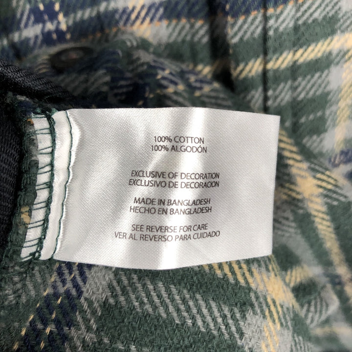 Woolrich Long-Sleeve Heavy Flannel Check Shirt, Men's Size S (approx.) cotton Green type dark green Vintage Second Hand