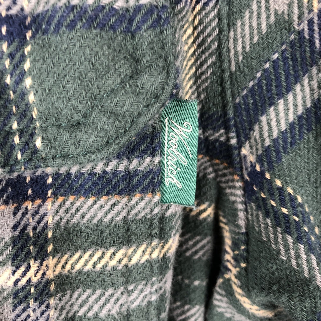 Woolrich Long-Sleeve Heavy Flannel Check Shirt, Men's Size S (approx.) cotton Green type dark green Vintage Second Hand