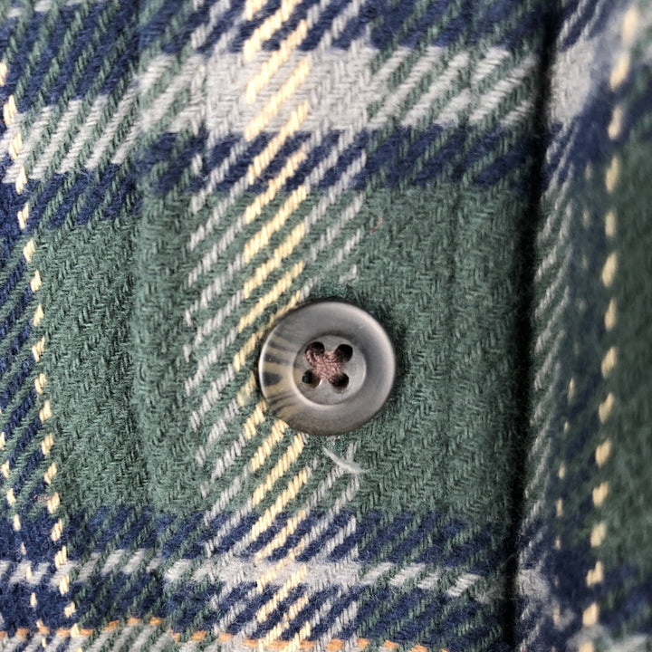 Woolrich Long-Sleeve Heavy Flannel Check Shirt, Men's Size S (approx.) cotton Green type dark green Vintage Second Hand