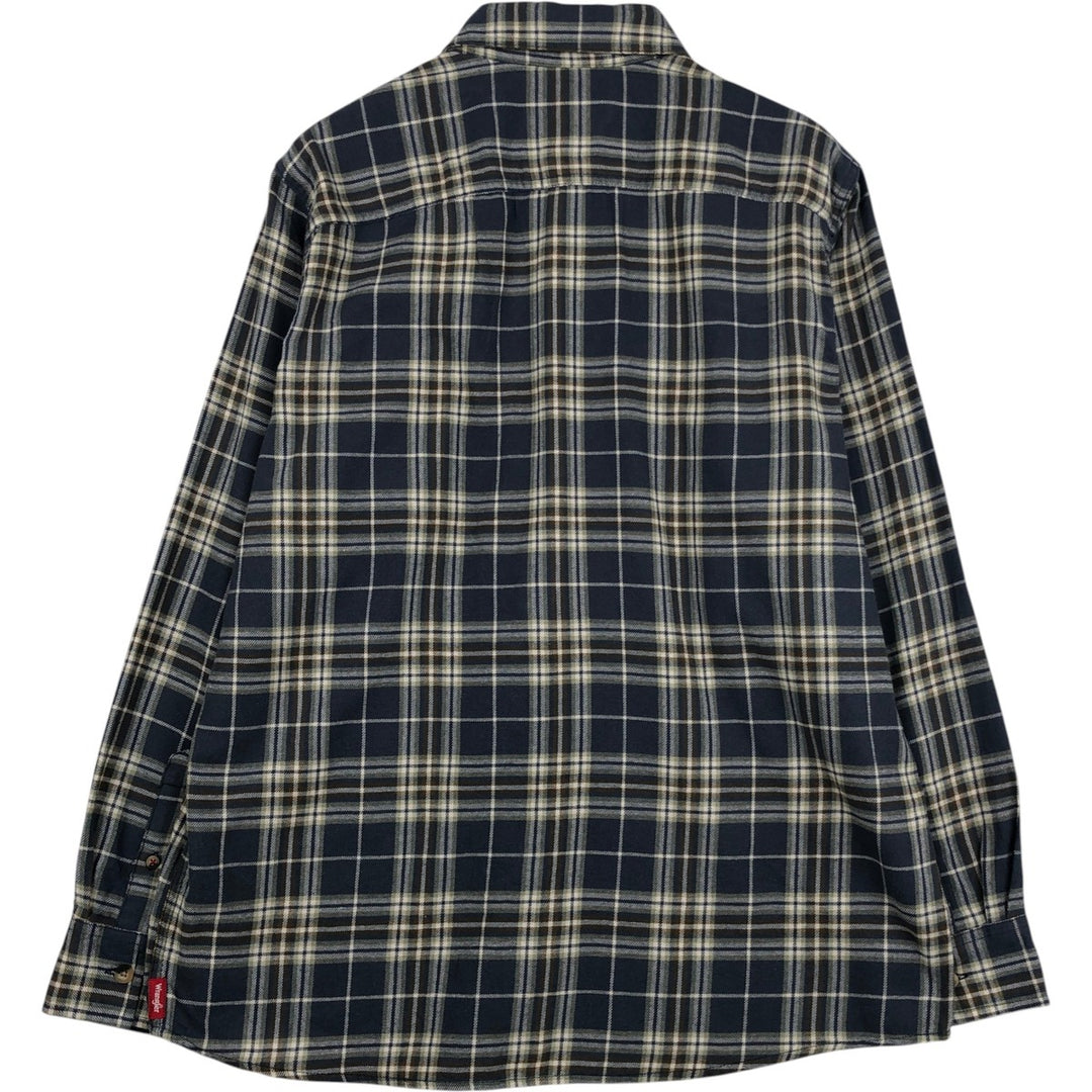 Wrangler Long-Sleeve Light Flannel Check Shirt, Men's Size L (approx.) cotton blue type Vintage Second Hand
