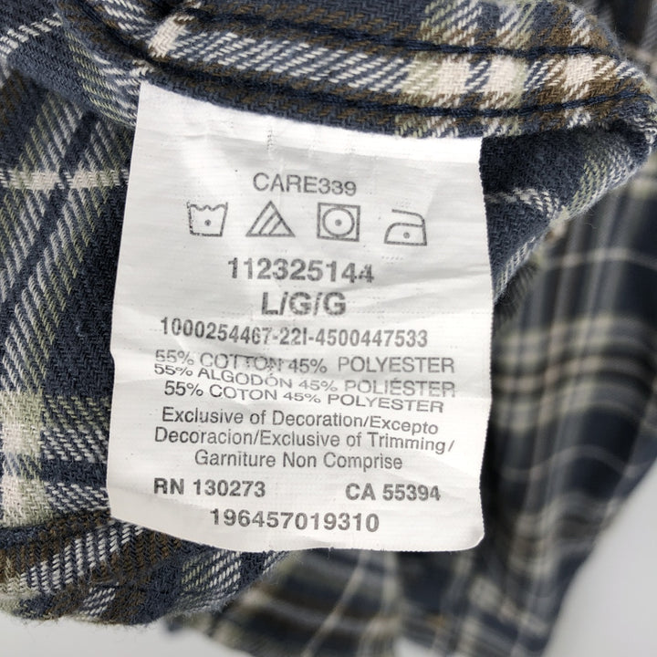 Wrangler Long-Sleeve Light Flannel Check Shirt, Men's Size L (approx.) cotton blue type Vintage Second Hand