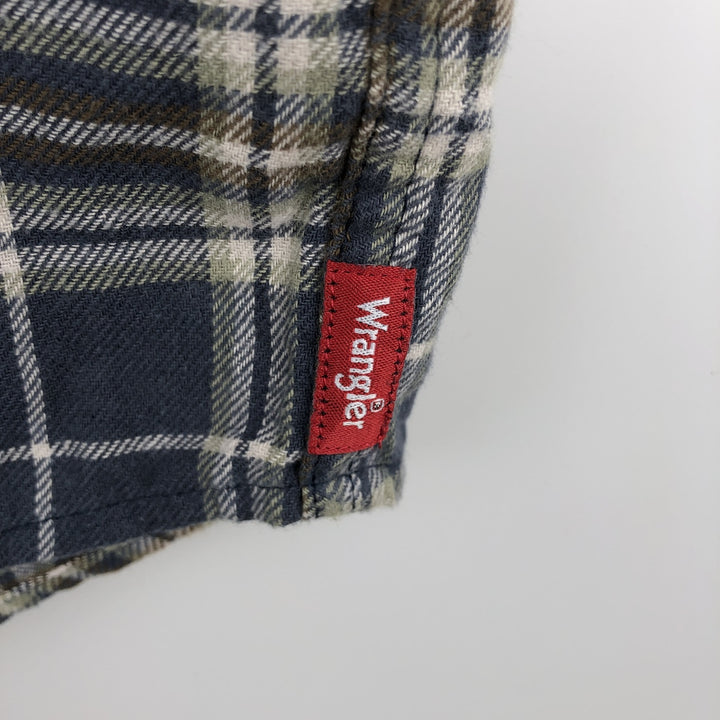 Wrangler Long-Sleeve Light Flannel Check Shirt, Men's Size L (approx.) cotton blue type Vintage Second Hand