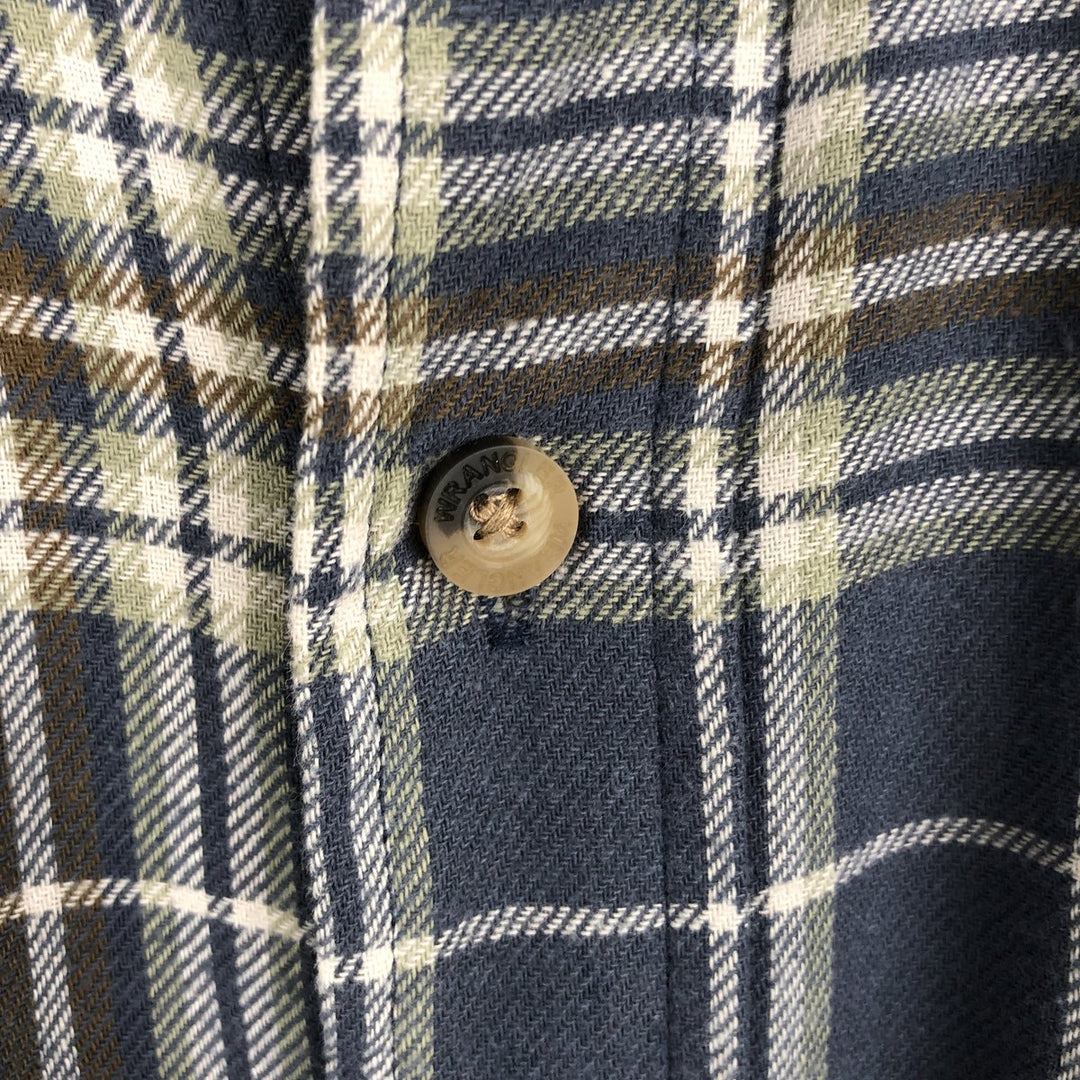 Wrangler Long-Sleeve Light Flannel Check Shirt, Men's Size L (approx.) cotton blue type Vintage Second Hand