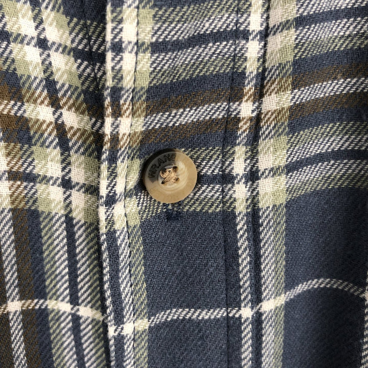 Wrangler Long-Sleeve Light Flannel Check Shirt, Men's Size L (approx.) cotton blue type Vintage Second Hand
