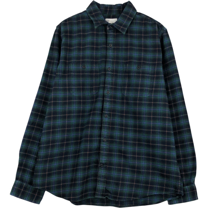 GAP STANDARD FIT Ombre Check Long Sleeve Light Flannel Check Shirt, Men's Size L (approx.) cotton green type Vintage Second Hand