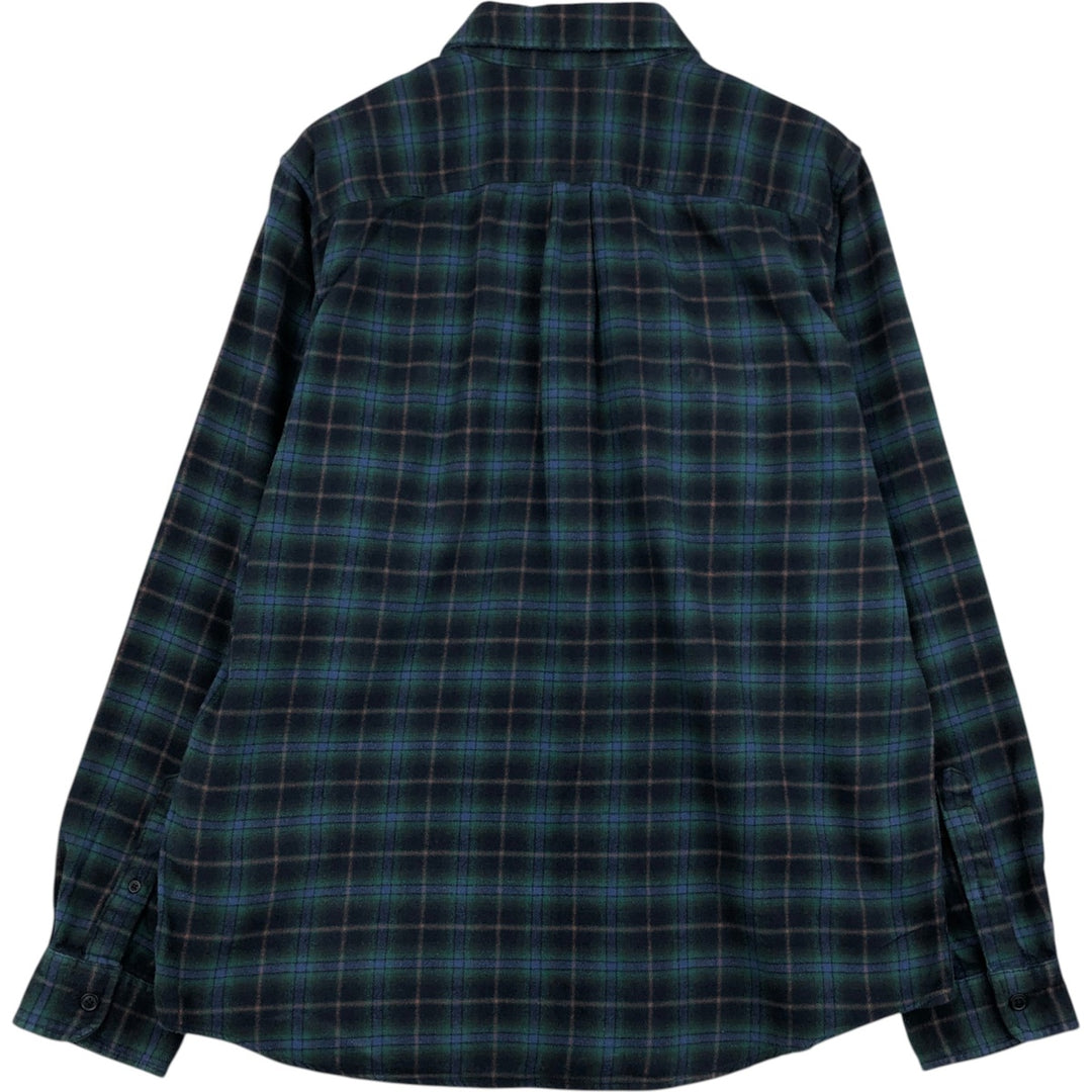 GAP STANDARD FIT Ombre Check Long Sleeve Light Flannel Check Shirt, Men's Size L (approx.) cotton green type Vintage Second Hand