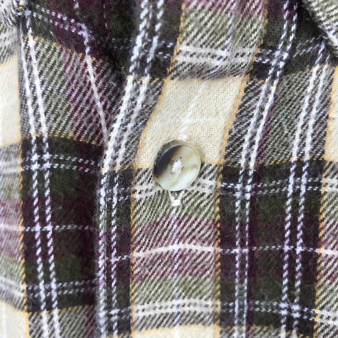 LLBean Long Sleeve Button Down Flannel Check Shirt Men's M Size cotton brown type Vintage Second Hand