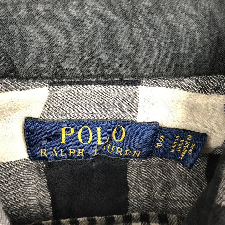 Ralph Lauren POLO RALPH LAUREN Long-Sleeve Light Flannel Check Shirt, Men's Size S (approx.) cotton pale white type Vintage Second Hand