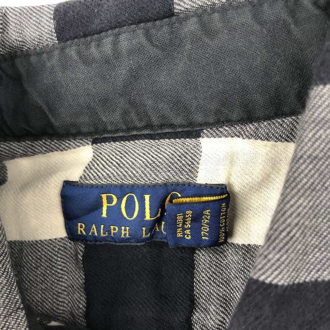 Ralph Lauren POLO RALPH LAUREN Long-Sleeve Light Flannel Check Shirt, Men's Size S (approx.) cotton pale white type Vintage Second Hand