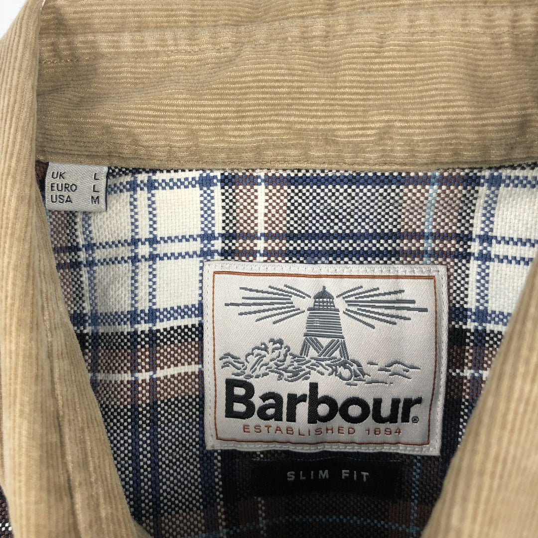 Barbour Slim Fit Long-Sleeve Flannel Check Shirt, Men's Size M (approx.) cotton white type Vintage Second Hand