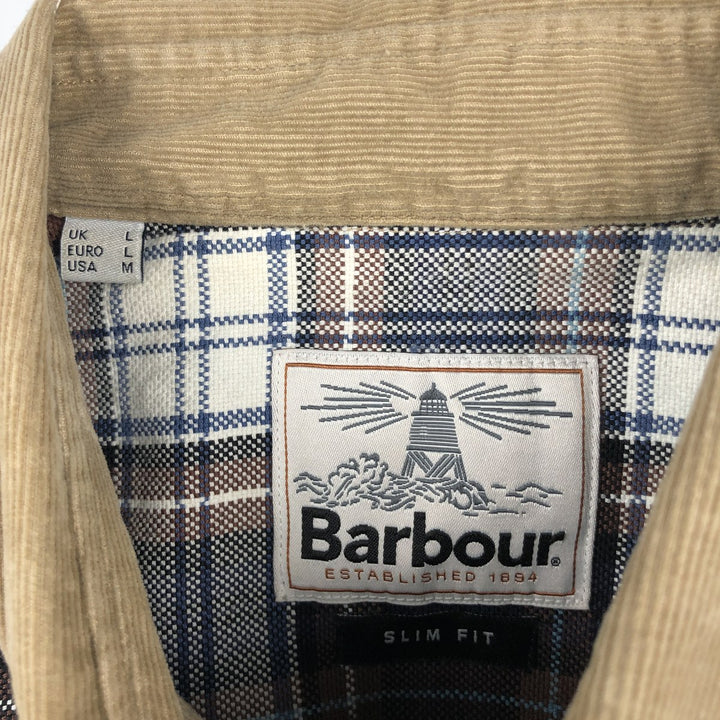 Barbour Slim Fit Long-Sleeve Flannel Check Shirt, Men's Size M (approx.) cotton white type Vintage Second Hand
