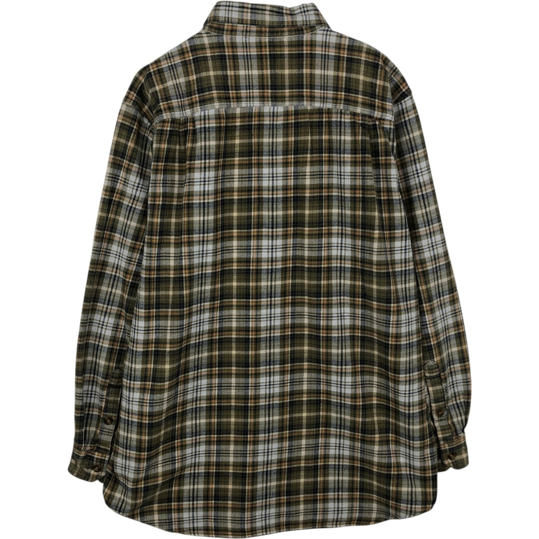 Carhartt Relaxed Fit Long Sleeve Button Down Flannel Check Shirt, Men's Size L cotton Khaki type sage green Vintage Second Hand