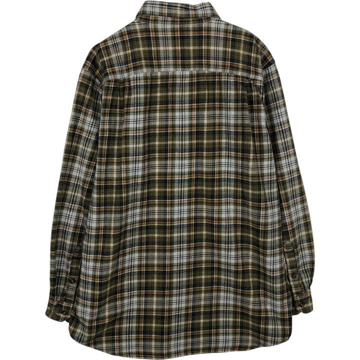 Carhartt Relaxed Fit Long Sleeve Button Down Flannel Check Shirt, Men's Size L cotton Khaki type sage green Vintage Second Hand
