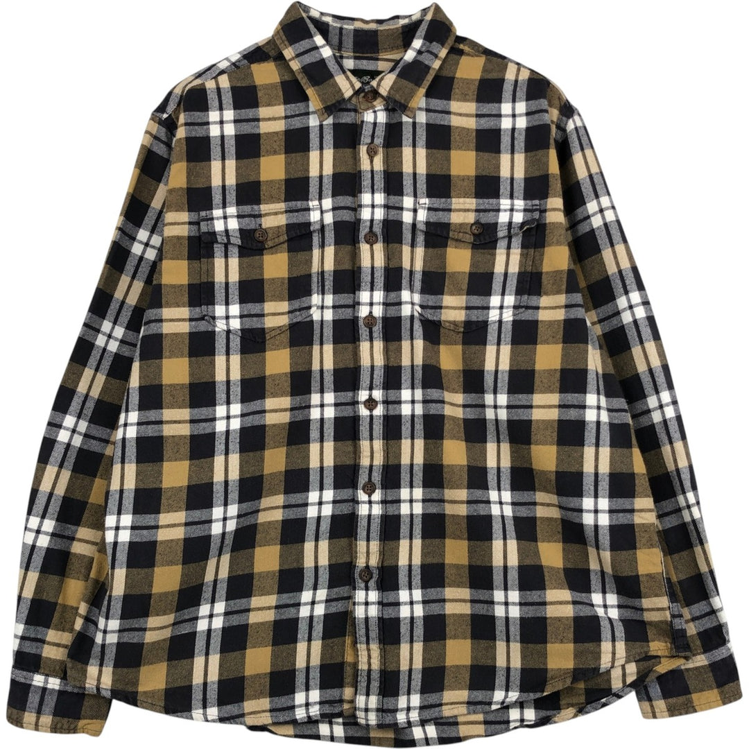 Eddie Bauer Light Flannel Check Shirt, Men's Size XL cotton yellow type Vintage Second Hand