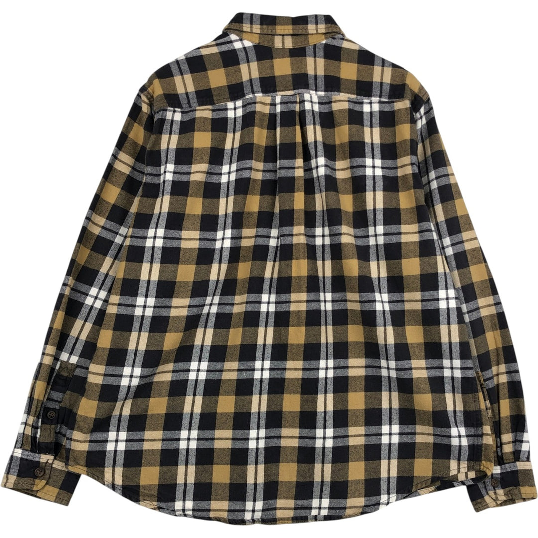 Eddie Bauer Light Flannel Check Shirt, Men's Size XL cotton yellow type Vintage Second Hand