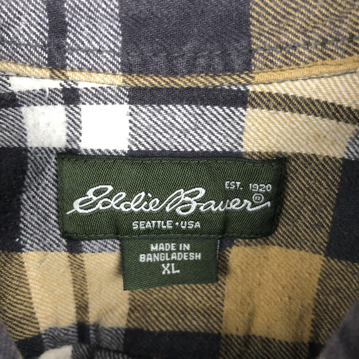 Eddie Bauer Light Flannel Check Shirt, Men's Size XL cotton yellow type Vintage Second Hand