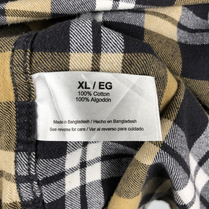 Eddie Bauer Light Flannel Check Shirt, Men's Size XL cotton yellow type Vintage Second Hand