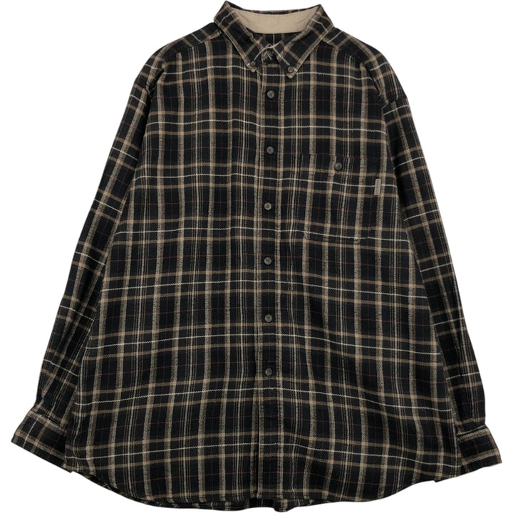 Woolrich WOOLRICH Long-Sleeve Button-Down Light Flannel Check Shirt, Men's Size XL (approx.) cotton brown type Vintage Second Hand