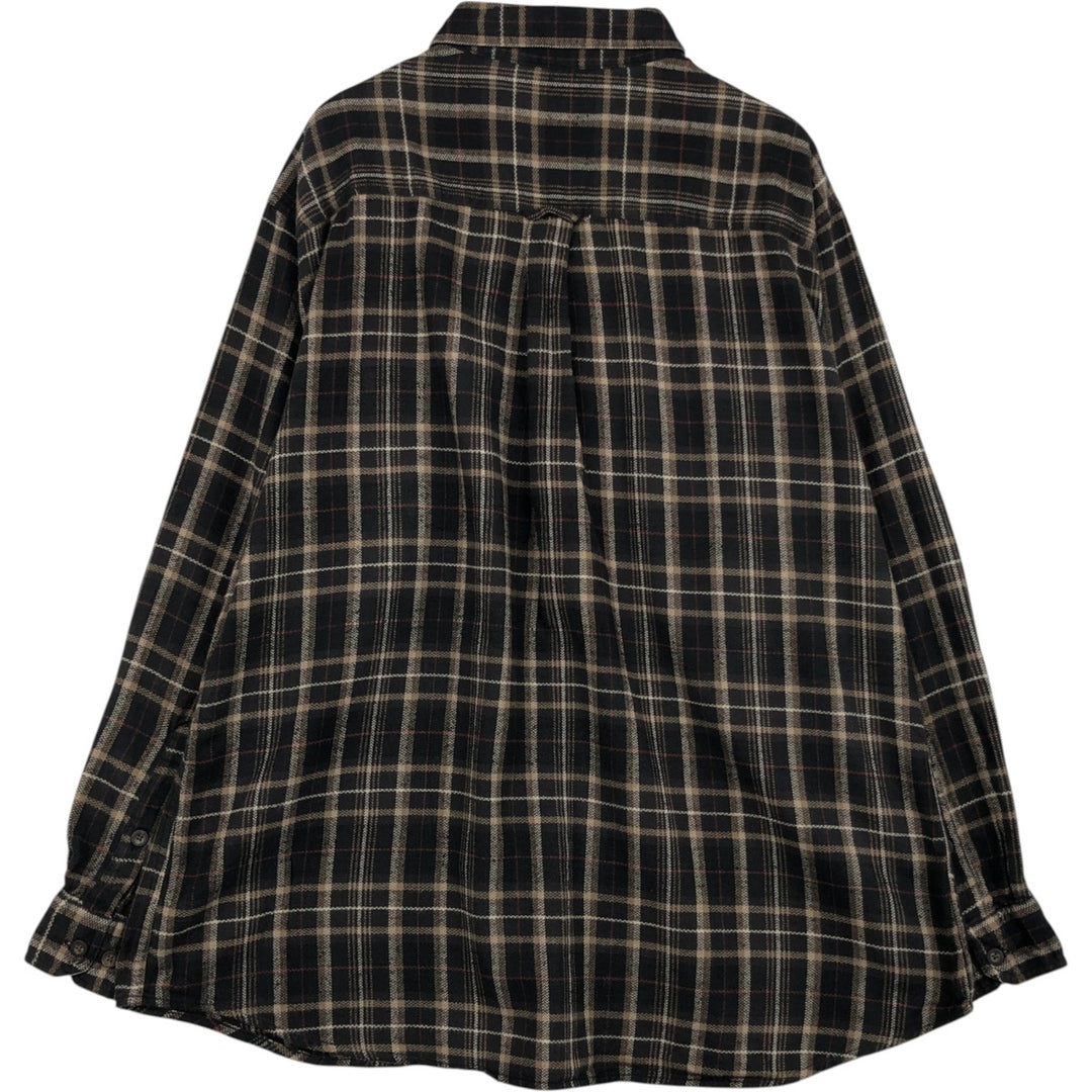 Woolrich WOOLRICH Long-Sleeve Button-Down Light Flannel Check Shirt, Men's Size XL (approx.) cotton brown type Vintage Second Hand