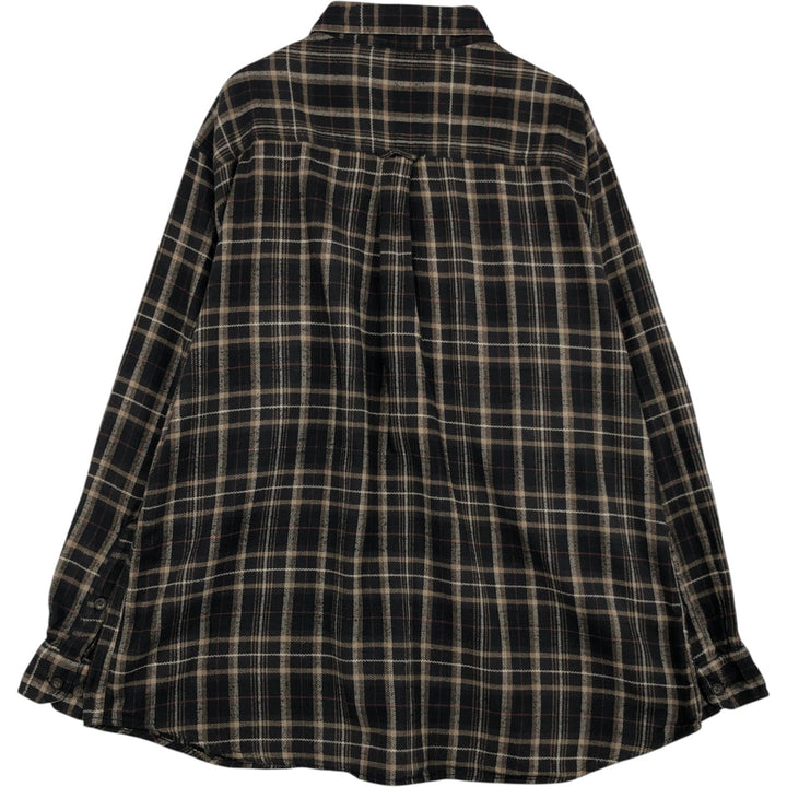 Woolrich WOOLRICH Long-Sleeve Button-Down Light Flannel Check Shirt, Men's Size XL (approx.) cotton brown type Vintage Second Hand