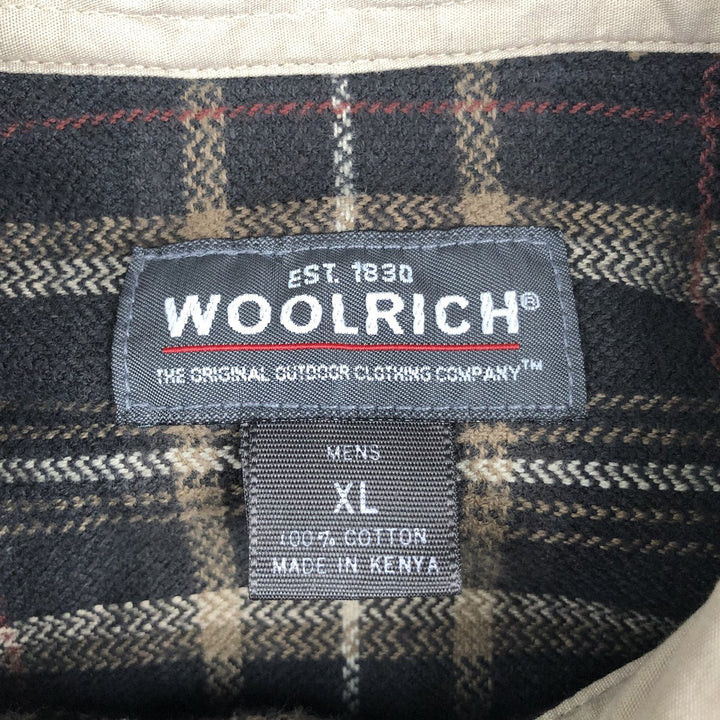 Woolrich WOOLRICH Long-Sleeve Button-Down Light Flannel Check Shirt, Men's Size XL (approx.) cotton brown type Vintage Second Hand